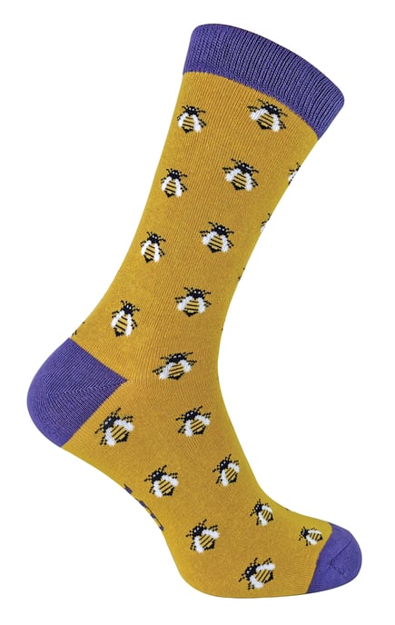 Mr. Heron - Homme Chaussettes Animaux | Chaussettes Fantaisie Bambou Colorees - Abeille Au Miel (Jaune) - Image 1