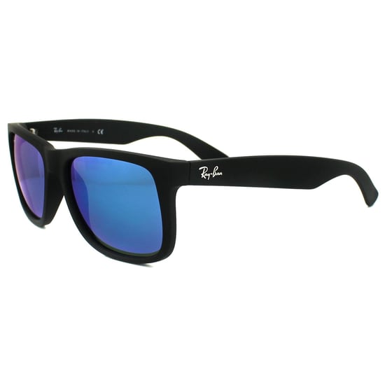 Ray-Ban Sonnenbrille Justin 4165 622/55 Gummi Schwarz Blau Spiegel - Image 2