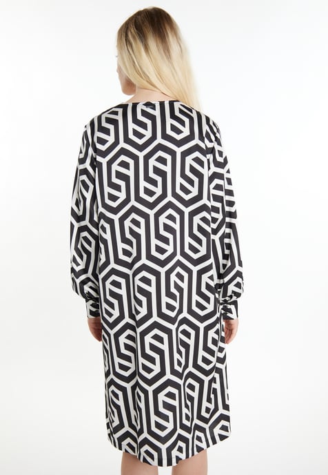 Dreimaster Midikleid Damen schwarz-wollweiß - Image 4