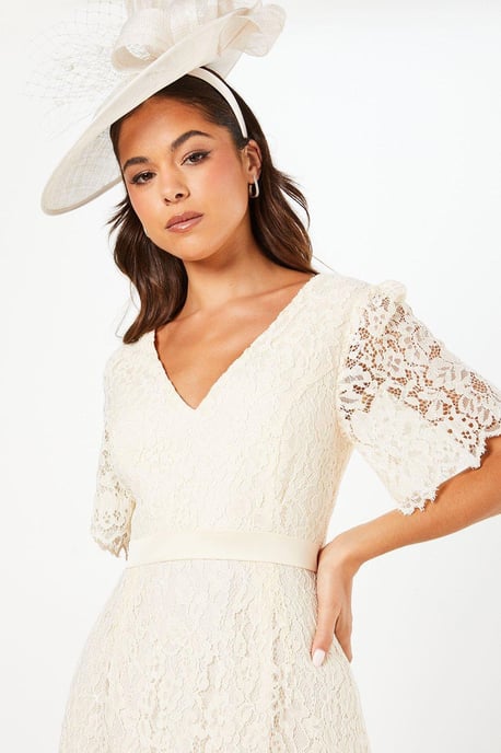 Lace Angel Sleeve Midi Dress