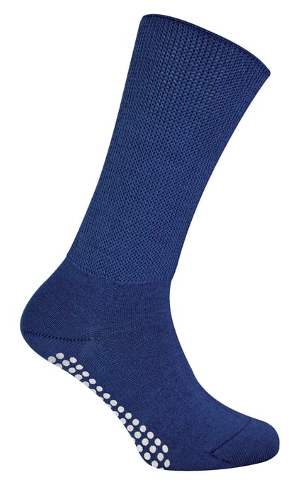 Extra breite Ödemsocken mit rutschfesten Griffen | Dr.Socks | Herren & Damen | Bambus Pantoffelsocken mit Grippern für geschwollene Beine Knöchel & Füße - Navy - Image 2