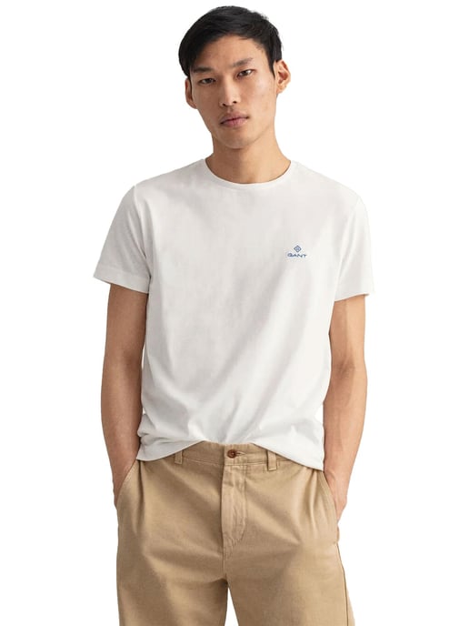 Gant | Herren T-Shirt mit Rundhalsausschnitt Kontrast Logo - Weiß - Image 1