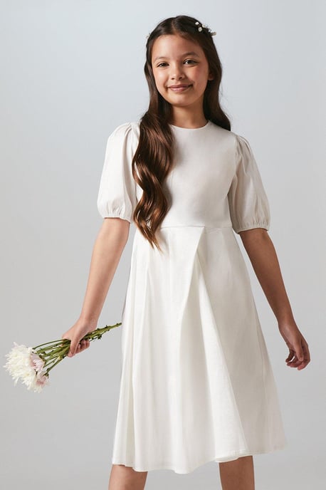 Flower Girl Taffeta Puff Sleeve Dress - Image 4