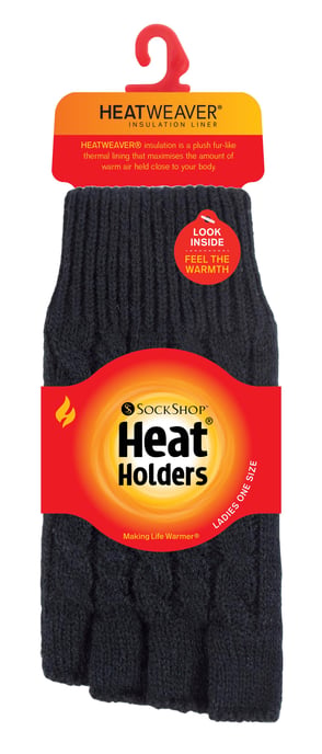 HEAT HOLDERS Damen Winter-Thermo-Fingerlose Handschuhe mit Zopfmuster - Image 2