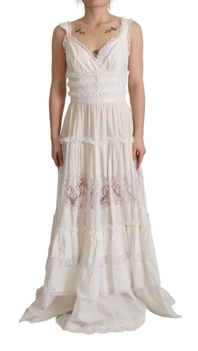 Dolce & Gabbana Weißes Baumwoll-Midi-Lang Maxi A-Linien-Kleid für Frauen - Image 1