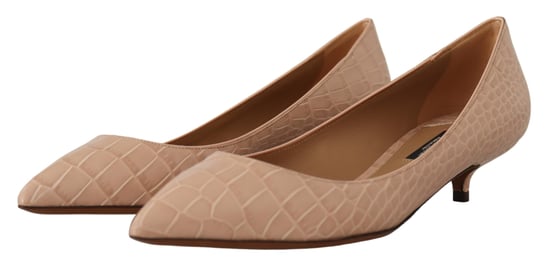Dolce & Gabbana Beigefarbene Leder Kitten Heels Pumps Damen Schuhe - Image 2