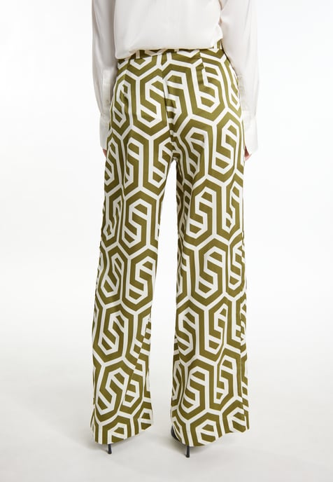 Dreimaster Stoffhose Damen Wollweiss Oliv - Image 4