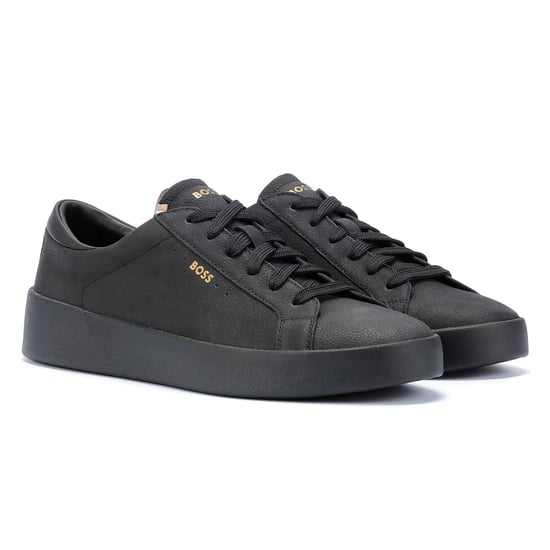 Boss Belwar Tennis Leder Herren Schwarze Turnschuhe - Image 1