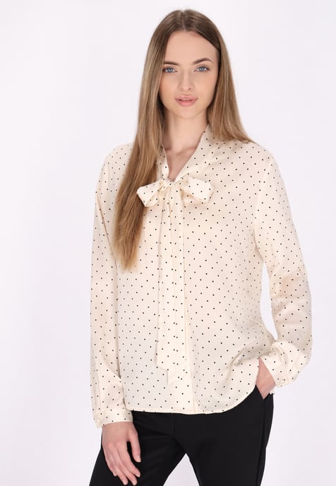 Dreimaster Bluse Damen Wollweiß Gepunktet - Image 3