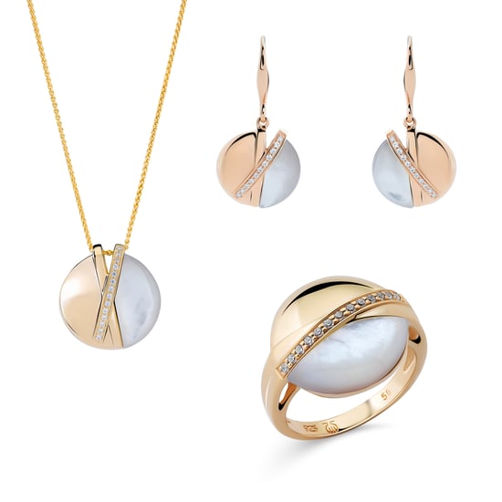 Orphelia 'Moragene' Damen 925er Sterlingsilber Set: Halskette + Ohrringe + Ring - Gold SET-7506/G - Image 1