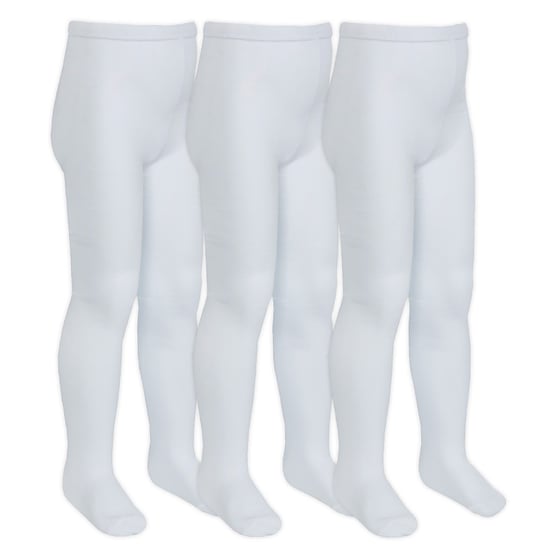 3 Paar Multipack Mädchen Bambus Schulstrumpfhosen | Socken Snob | Fußende weiche einfarbige Strumpfhosen in Schwarz, Grau, Weiß, Marineblau - Weiß - Image 1