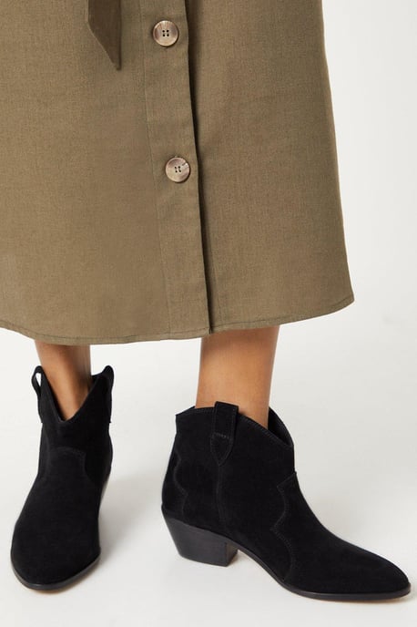 Jemima Suede Western Cowboy Ankle Boots - Image 1