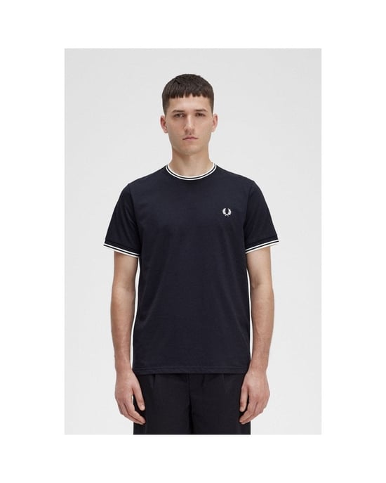 Fred Perry Schwarzes T-Shirt Mit Zwei Spitzen - Image 1