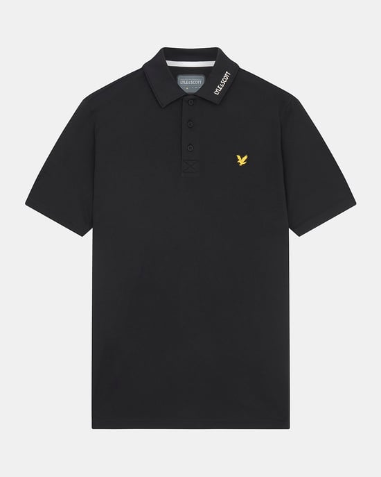 Lyle & Scott Golf Kragen Logo Technisches Poloshirt in Schwarz - Image 5