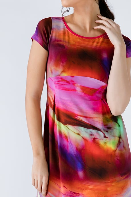 Pleat Detail Print Dress