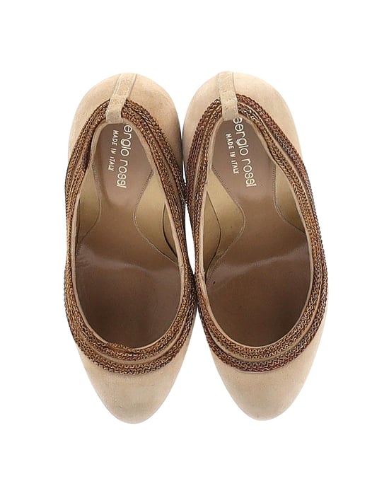 Sergio Rossi Pumps mit Ketten-Details aus beigem Wildleder - Image 6