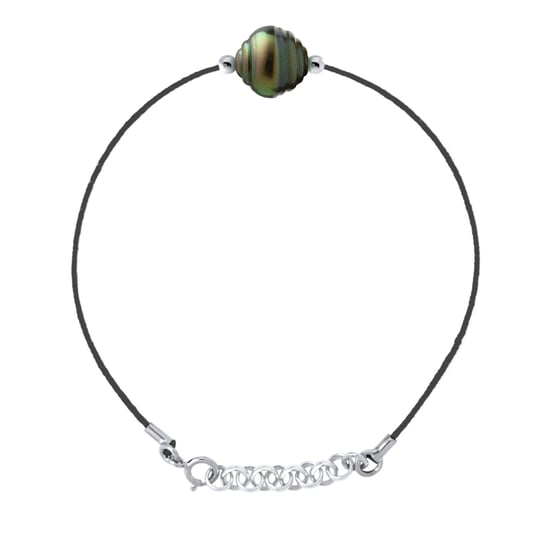 DIADEMA - Bracelet Love Bond - Black Nylon - Tahitian Pearl - Rainbow