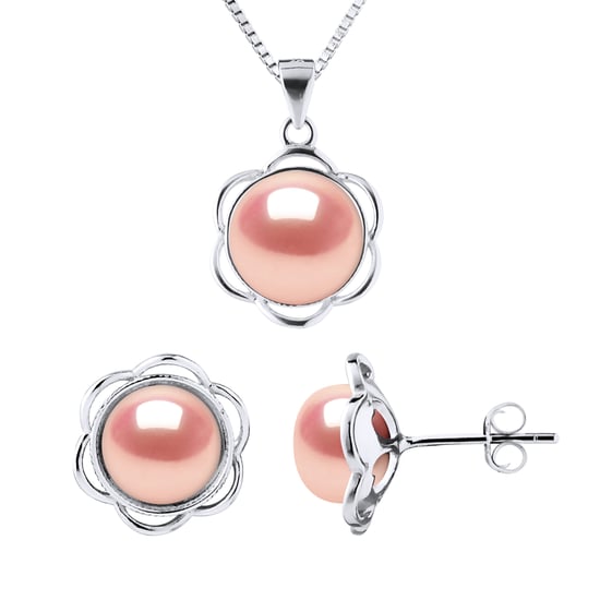 Adornment Necklace & Earrings PETAL Freshwater Pearl 8-9mm Natural Pink 925