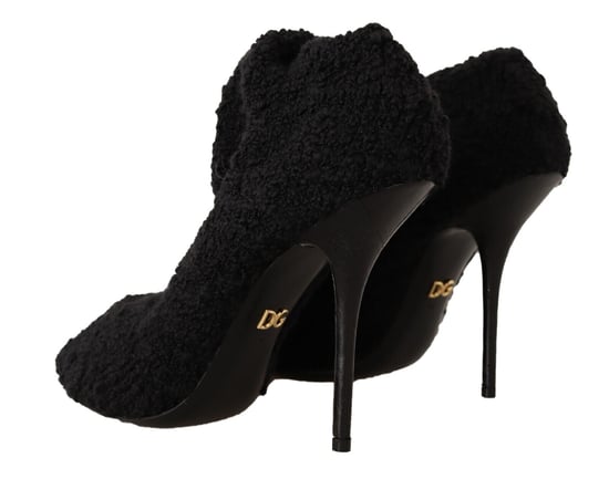 Dolce & Gabbana Women's Black Stretch Socks Knee High Booties Shoes