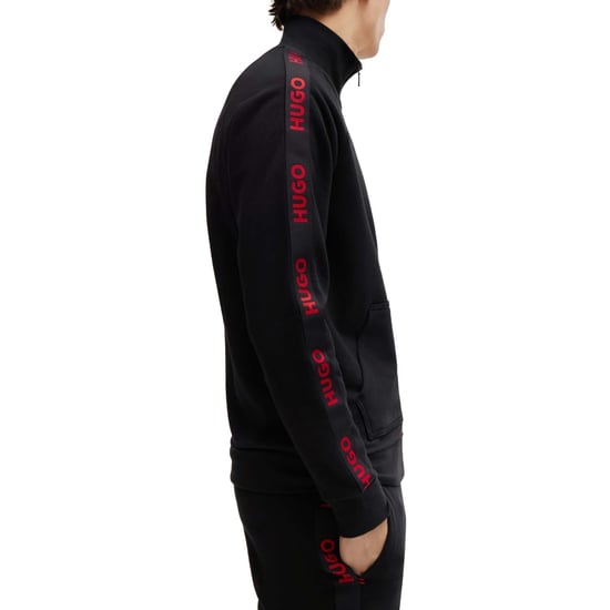 Men's Hugo Sporty Logo Zip-Up Track Top in Black