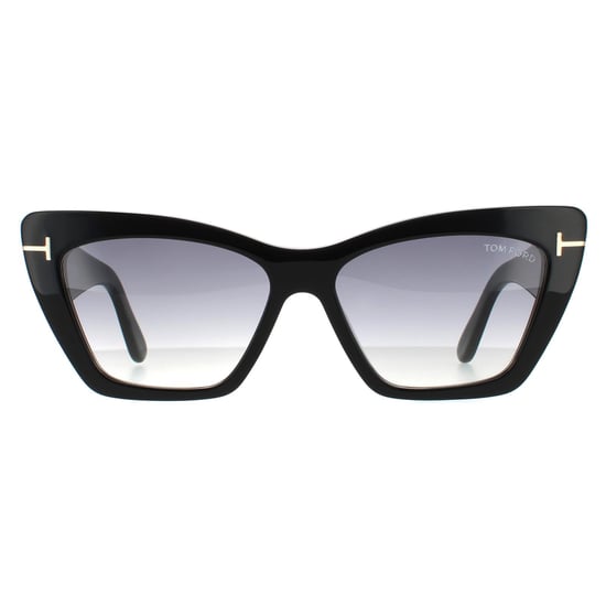 Tom Ford Cat Eye Womens Glänzend Schwarz Grau Rauch Gradient - Image 1