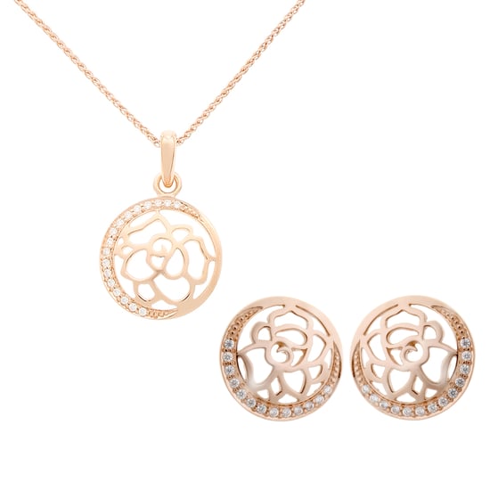 Orphelia 'Blair' Damen 925 Sterling Silber Set: Kettenanhänger + Ohrringe - Rosé SET-7089/1 - Image 1