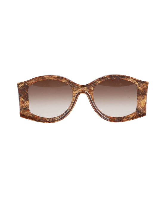 Loewe X Paula's Ibiza 52mm Runde Sonnenbrille aus braunem Acetat - Image 1