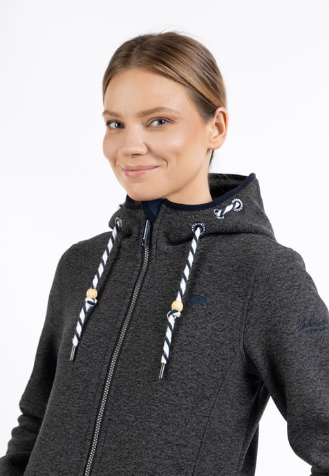 Schmuddelwedda Strickfleecejacke Damen Grau Melange - Image 3