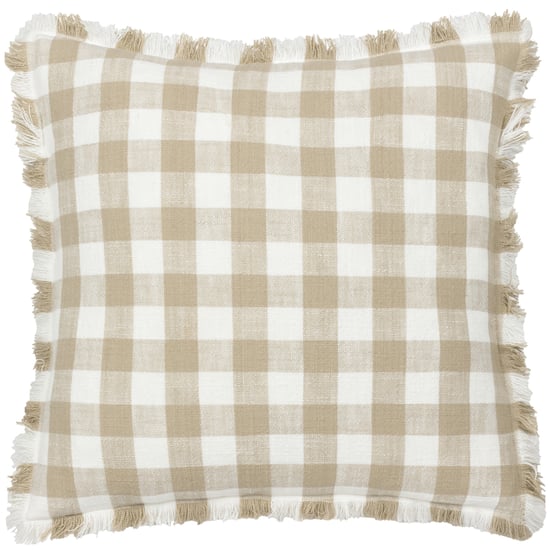 Yard Barton Check Fringed Feather Filled Cushion