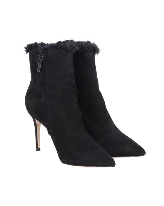 Gianvito Rossi Stiefeletten mit Fellfutter aus schwarzem Wildleder - Image 3