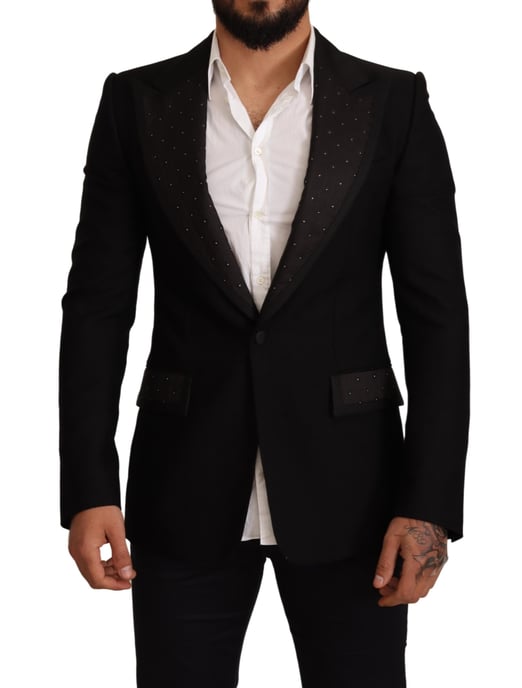 Dolce & Gabbana - Manteau blazer noir en laine pour homme - Image 1