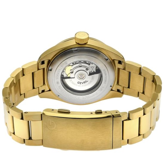 Gevril Herren Yorkville Schweizer Automatik Sellita SW200 Blau Zifferblatt IP Gelbgold Uhr - Image 3