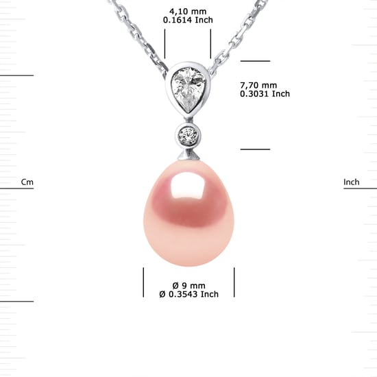 DROP Necklace Freshwater Pearl Jewelry 9-10 mm Pink 925