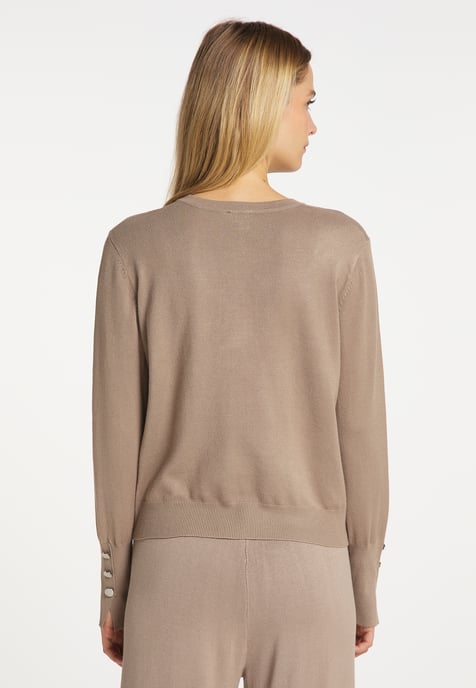 Dreimaster Strickjacke Damen Taupe - Image 4