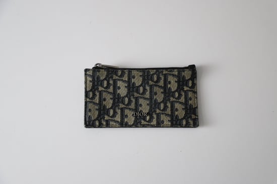 Dior Reißverschluss-Kartenhalter in Beige und Schwarz Jacquard - Image 6