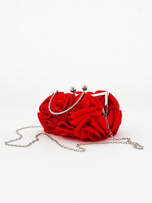 3D Rose Clutch Bag in Red