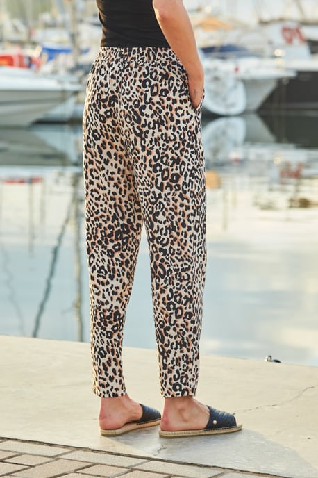 Leopard Print Relaxed Tapered Trouser With Pockets