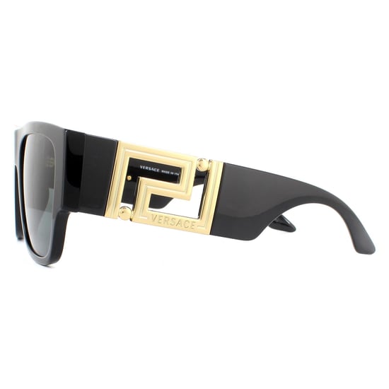 Versace Rechteckige Herren-Sonnenbrille in Schwarz und Dunkelgrau - Image 3