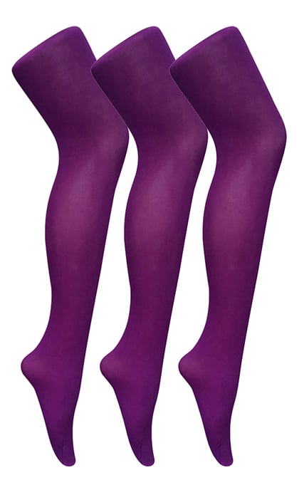 3 Paar Multipack Damen farbige undurchsichtige 80 Denier Strumpfhosen | Sock Snob | einfarbige Blockfarbe Strumpfhosen - Imperial Purple - Image 1