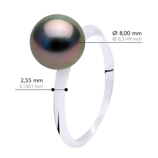 Armreif-Ring, echte Tahiti-Zuchtperle, rund, 8–9 mm – Weißgold - Image 2