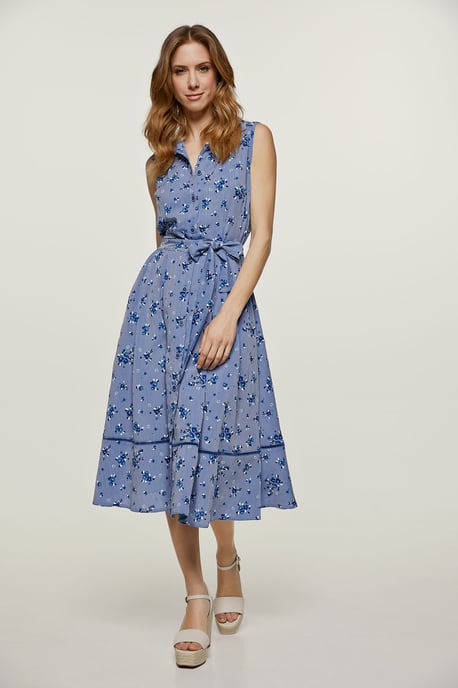 Indigoblaues Kleid mit Knopfleiste - Image 1