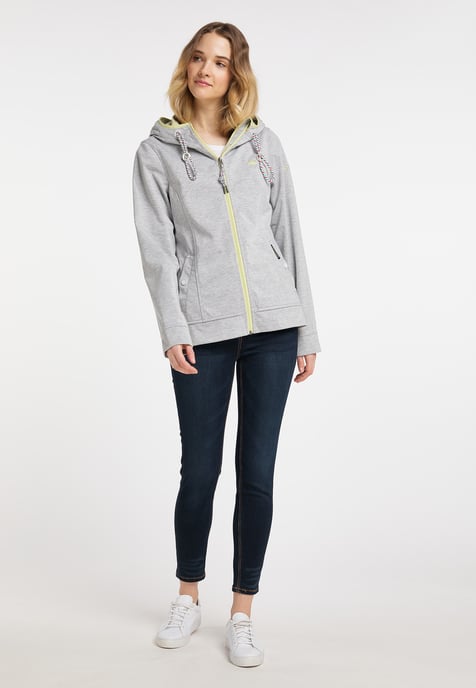 Schmuddelwedda Funktionsjacke Damen Hellgrau Melange Hellgelb - Image 2