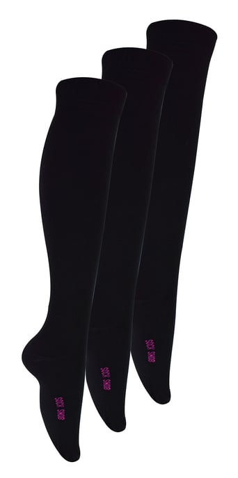 3 Paar Multipack Girls Knee High Bamboo Socken | Sock Snob | Plain Long School Socken für Kinder - Schwarz - Image 1