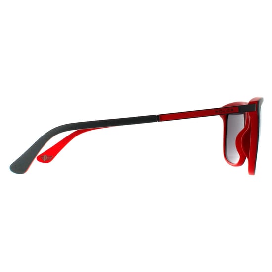 Police Square Unisex Matte Grau und Rot verspiegelte Sonnenbrille - Image 4
