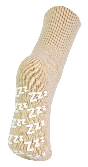 Sock Snob - Ladies Warm Non Slip Cashmere Wool Blend Slipper Bett Socken mit Zzz Grips - Beige - Image 1