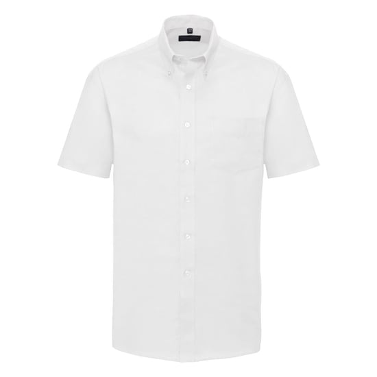 Russell Collection Oxford Herren Hemd, Kurzarm, pflegeleicht (Weiß) - Image 1