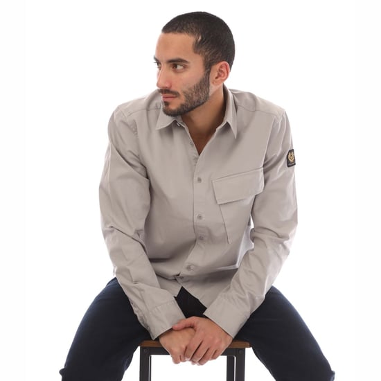 Men's Belstaff Garment Dye Cotton Scale Shirt in Grey