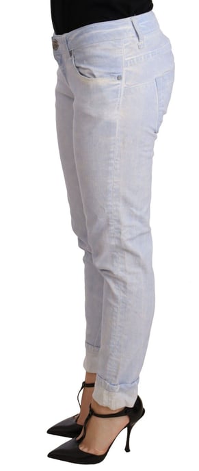 Acht Hellblaue Baumwolle Gefalteter Saum Skinny Jeans - Image 2