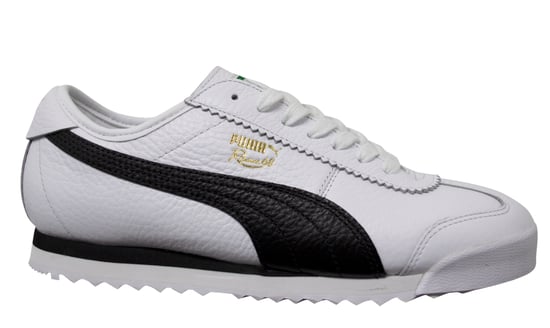 Puma Roma 68 Vintage White Black Leather Low Lace Up Mens Trainers 370051 02