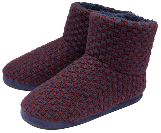 DUNLOP - Herren-Pelz-Sherpa-Gedächtnis-Schaumstoff-Pantoffelstiefel (8, Navy/Burgund) - Image 1
